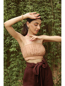 Kaori By Shreya - Women's Brown Solid Crop Top