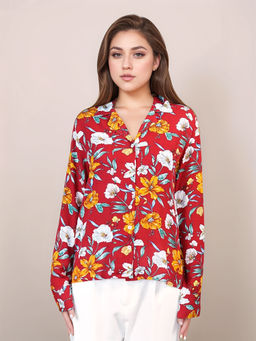 Zink London - Women's Red Floral Top