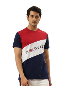 AM SWAN - Mens Multi-Color Cotton Lycra Half Sleeve Crew Neck T-Shirt