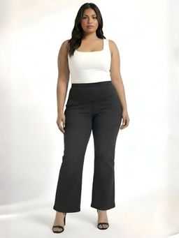 Amydus - Plus Size Black Light Fade Flare Jeans