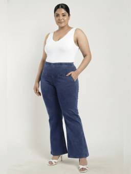 Amydus - Plus Size Yale Blue Flare Jeans