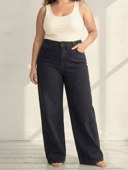 Amydus - Plus Size Wide Leg Ash Black Jeans