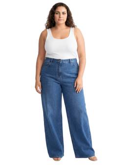 Amydus - Plus Size Wide Leg Vintage Blue Jeans