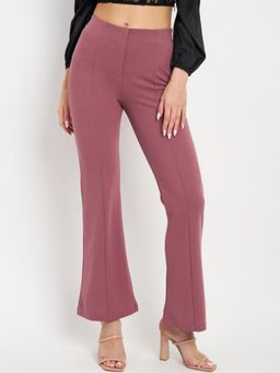 DELAN - Women Smart Fit High-Rise Blush Pink Bootcut Trousers