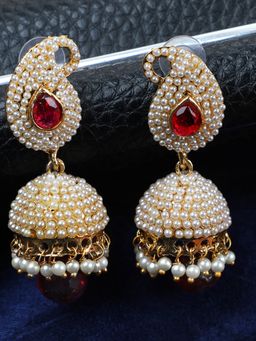 Anika's Creations - Pearl Embedded Partywear Jhumki Earrings