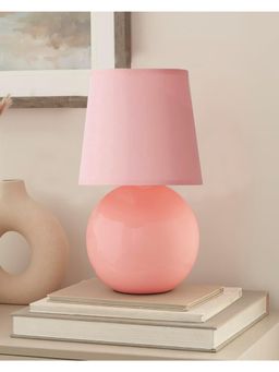 Homesake - Ceramic Table Lamp,Round Pink Fabric Shade