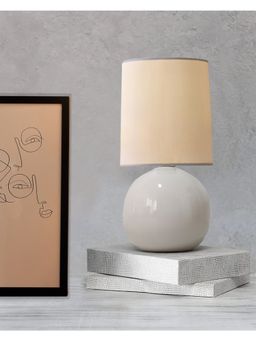 Homesake - Ceramic Table Lamp,Round White Fabric Shade