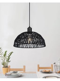 Homesake - Woven Boho Macrame Pendant Light,11" Black