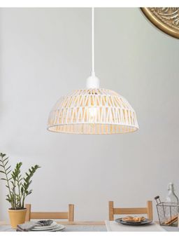 Homesake - Woven Boho Macrame Pendant Light,11" White