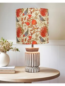 Homesake - Retro Table Lamp Wood Carved Cylinder,Bird