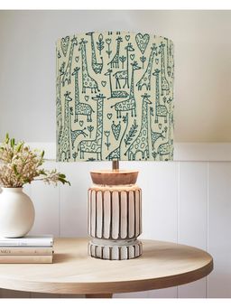 Homesake - Retro Table Lamp Wood Carved Cylinder,Savannah