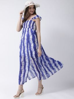 KASSUALLY - Blue White Tie N Dye Maxi Dress
