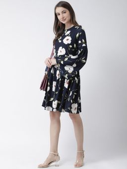 KASSUALLY - Navy Blue Full Sleeve Midi Dress