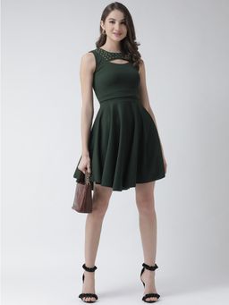 KASSUALLY - Emerald Green Flared Midi Dress