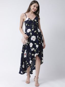 KASSUALLY - Navy Asymmetric Warp Midi Dress