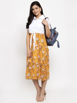 KASSUALLY - Mustard Front Knot Shirt Dress