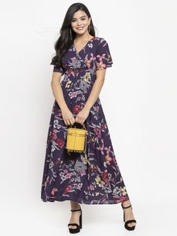 KASSUALLY - Purple V Neck Maxi Dress