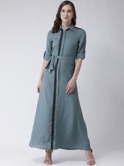 KASSUALLY - Teal Solid Maxi Dress