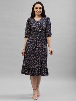 KASSUALLY - Navy Blue Angrakha Dress