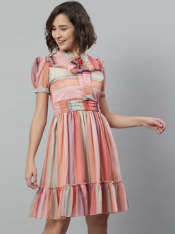 KASSUALLY - Multicoloured Striped A-line Dress