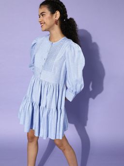 KASSUALLY - Gathered Sleeve Pin Tucks Dress
