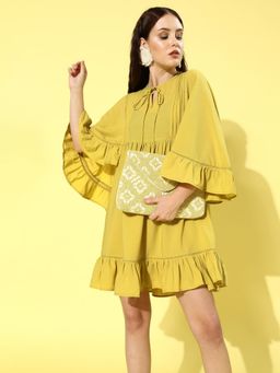 KASSUALLY - Front Knot Flare Sleeve Dress