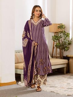 Autumnlane - Kamli Purple Cotton Kurta Pant and Dupatta