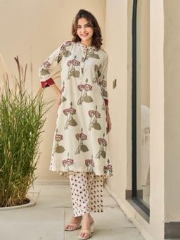 Autumnlane - Tatva Cream Cotton Kurta with Pant