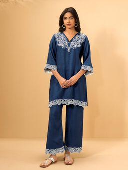 Autumnlane - Itrh Cobalt Embroidery Cotton Co-Ord Set