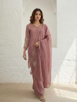 Autumnlane - Mihika Peony Full Work Kurta With Palazzo & Dupatta