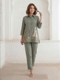 Autumnlane - Gaur Stone Embroidery Cotton Co-Ord Set