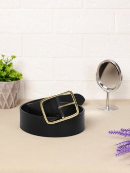 Aditi Wasan - Womens Black Solid Genuine Leather Belt