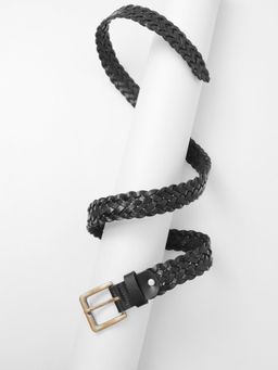 Aditi Wasan - Black Braided Leather Womens Belt