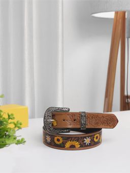 Aditi Wasan - Multi-Color Leather Western Handmade Floral Womens Belt