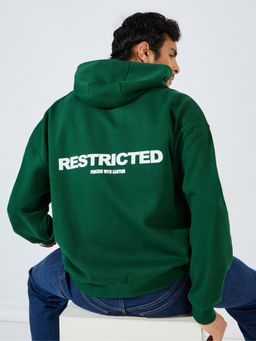 Styli - Men Green Solid Oversized Fit Hoodie