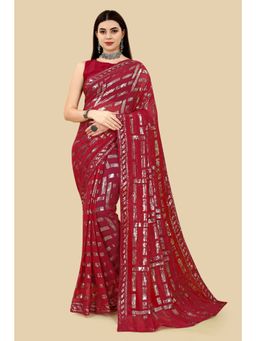 VAIRAGEE - Soft Georgette Sequence Embroidery Saree Magenta with Unstitched Blouse