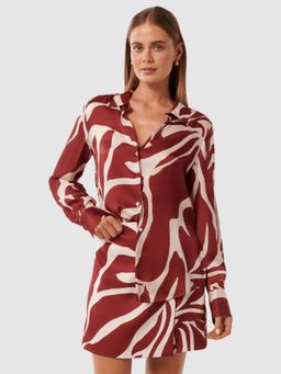 Forever New - Harvey Collared Neck Satin Viscose Shirt