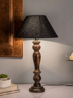 Homesake - Polka Black Wood Table Lamp Black Shade