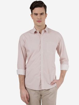 Greenfibre - Mens 100% Cotton Printed Light Pink Slim Fit Semi Casual Shirt