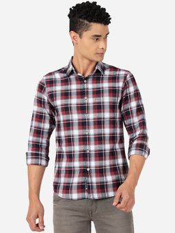 Greenfibre - Mens 100% Cotton Checked Slim Fit Casual Shirt Multi-Color