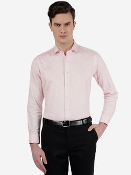 Greenfibre - Mens 100% Cotton Printed Pink Slim Fit Formal Shirt
