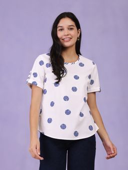 Pink Fort - Cotton Printed Blue Top