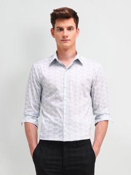 Arrow Newyork - Printed Blue Full Sleeves Collar Neck Slim Fit Shirt