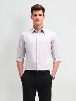 Arrow Newyork - Solid Grey Full Sleeves Collar Neck Slim Fit Shirt