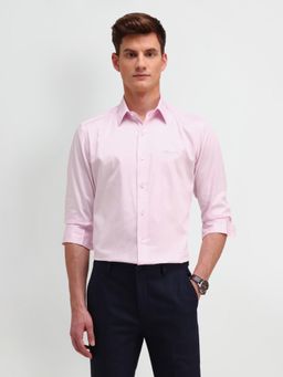 Arrow Newyork - Solid Pink Full Sleeves Collar Neck Slim Fit Shirt