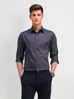 Arrow Newyork - Printed Black Full Sleeves Collar Neck Slim Fit Shirt