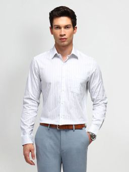 Arrow - Stripe Blue Full Sleeves Collar Neck Slim Fit Shirt