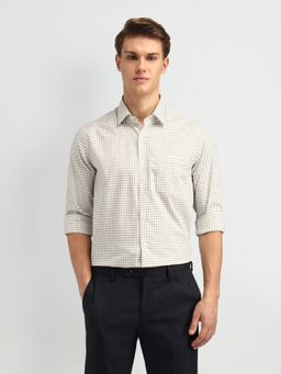 Arrow - Checks Cream Full Sleeves Collar Neck Slim Fit Shirt