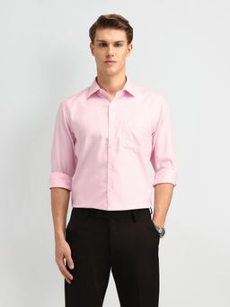 Arrow - Solid Pink Full Sleeves Collar Neck Regular Fit Shirt