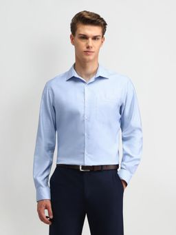 Arrow - Solid Blue Full Sleeves Collar Neck Regular Fit Shirt